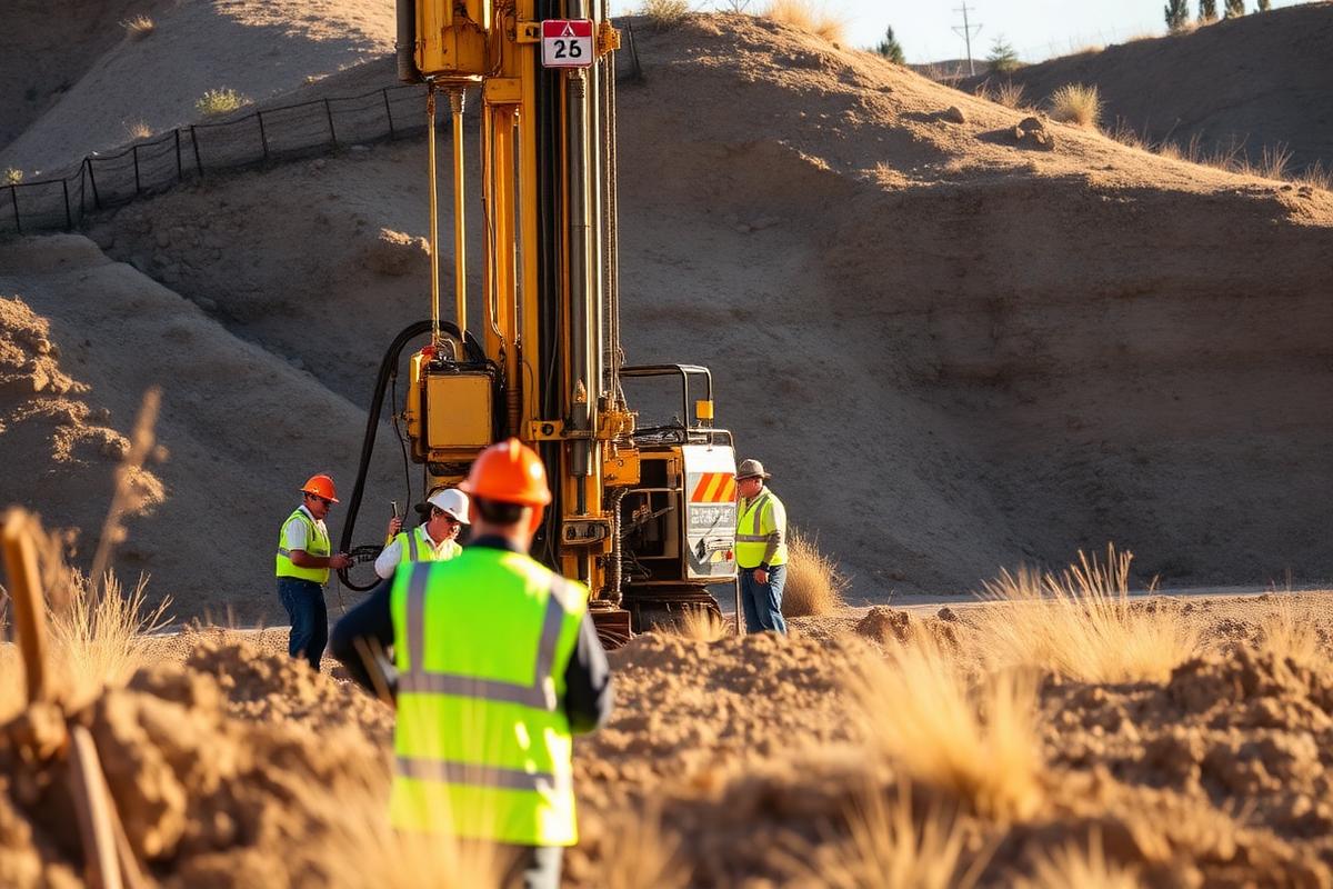 Sable Canyon drill crew performing a soil boring investigation on a Riverside hillside